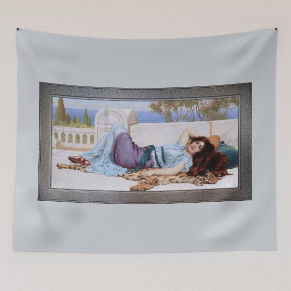 Item preview, Mischief and Repose by John William Godward Remastered Xzendor7 Classical Art Old Masters Reproductions designed and sold by Xzendor7 Digital Art Creations.