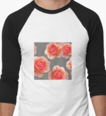 Blushing Roses Pattern Men's Baseball ¾ T-Shirt