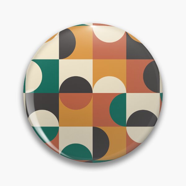 Item preview,  Mid Century Modern Half circles pattern in orange, teal, black and white  designed and sold by Yasminepatterns .