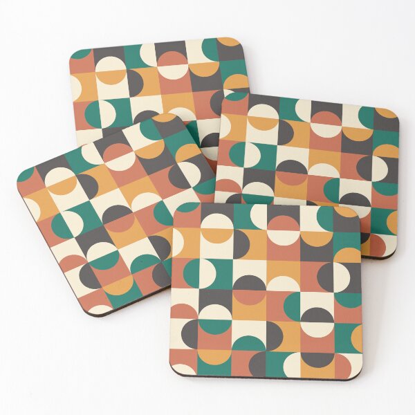 Item preview,  Mid Century Modern Half circles pattern in orange, teal, black and white  designed and sold by Yasminepatterns .