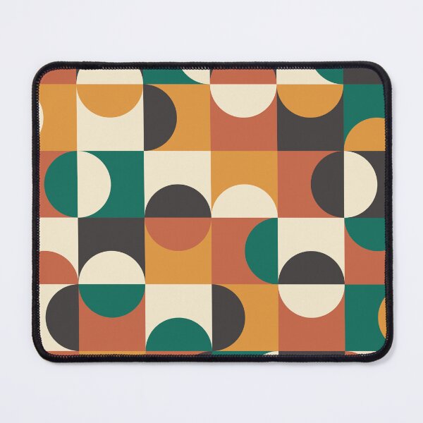 Item preview, Mid Century Modern Half circles pattern in orange, teal, black and white designed and sold by Yasminepatterns .