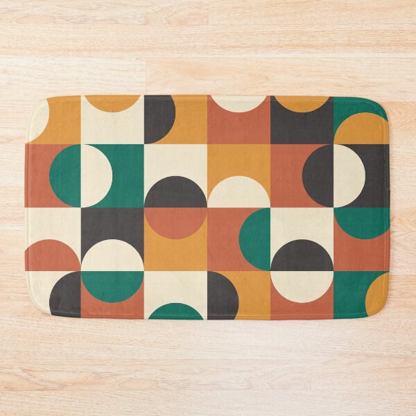 Item preview,  Mid Century Modern Half circles pattern in orange, teal, black and white  designed and sold by Yasminepatterns .