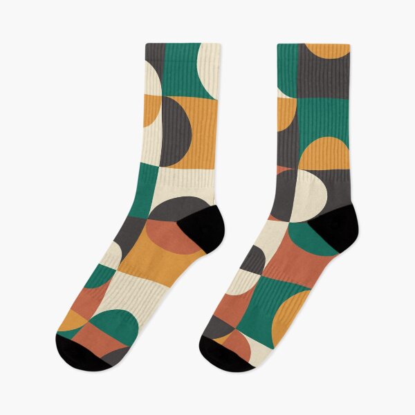 Item preview,  Mid Century Modern Half circles pattern in orange, teal, black and white  designed and sold by Yasminepatterns .