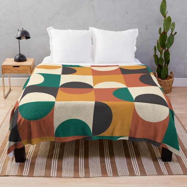 Item preview,  Mid Century Modern Half circles pattern in orange, teal, black and white  designed and sold by Yasminepatterns .