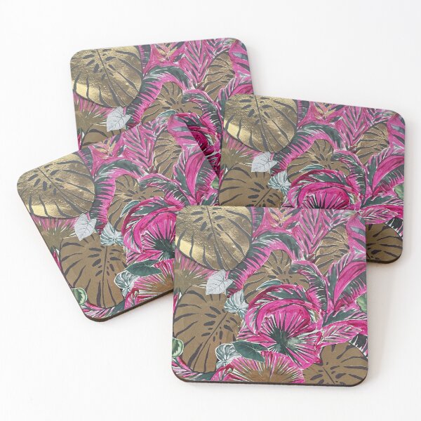 Item preview, Hot Pink Tropical Palm Leaves and Monstera Leaves  designed and sold by winsartistry.