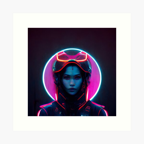 Item preview, Cyberpunk Neon Girl Pilot designed and sold by CyberStreetArt.