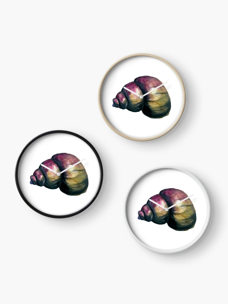 Thumbnail 3 of 4, Clock, Pretty Watercolor Shell designed and sold by InkLayer.