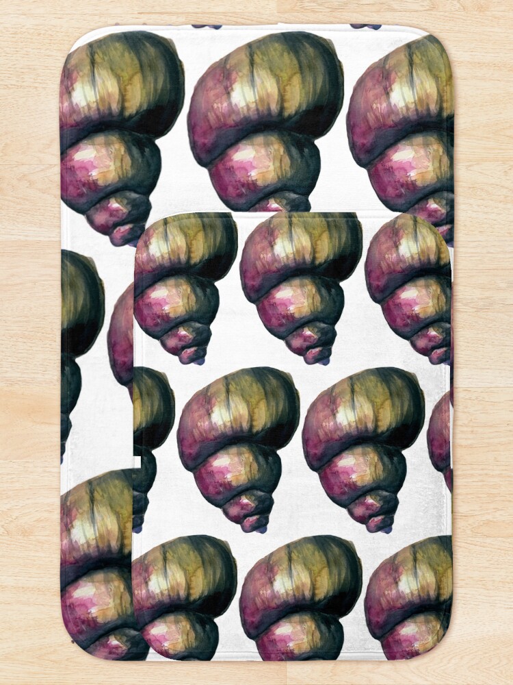 Thumbnail 5 of 6, Bath Mat, Pretty Watercolor Shell designed and sold by InkLayer.