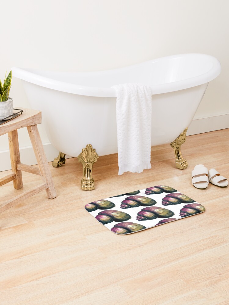 Thumbnail 2 of 6, Bath Mat, Pretty Watercolor Shell designed and sold by InkLayer.