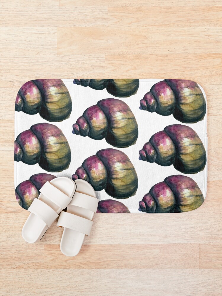 Thumbnail 1 of 6, Bath Mat, Pretty Watercolor Shell designed and sold by InkLayer.