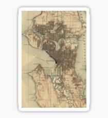 Vintage Map of Seattle Washington (1908) 2 Sticker