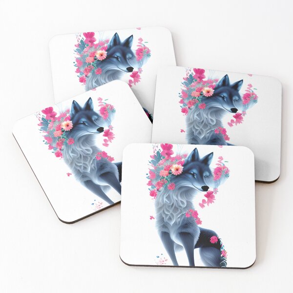 Item preview, beautiful wolf with flowers designed and sold by ralick.