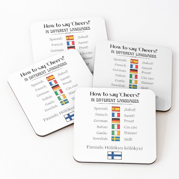 Item preview, How to say ‘Cheers!’ in different languages designed and sold by Elvira Hyvönen.