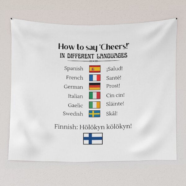 Item preview, How to say ‘Cheers!’ in different languages designed and sold by Elvira Hyvönen.