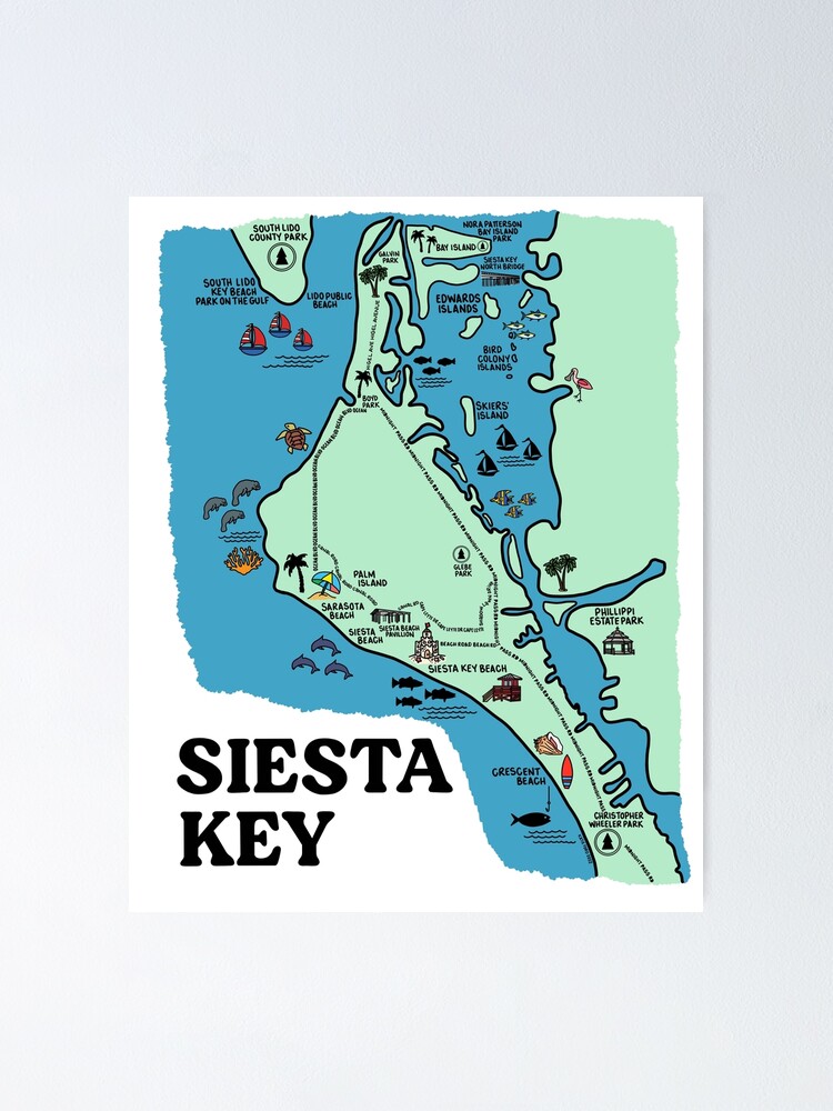 quot Siesta Key Florida Map Art quot Poster - Fposter,small,wall Texture,product,750x1000 