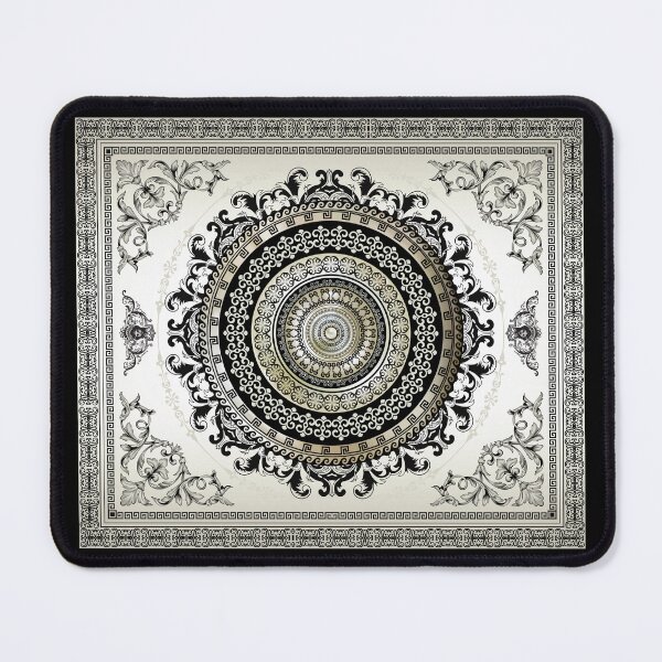 Item preview, Greek Key Meander Angels Cream Black Medallion  designed and sold by Yiorgos Designs.