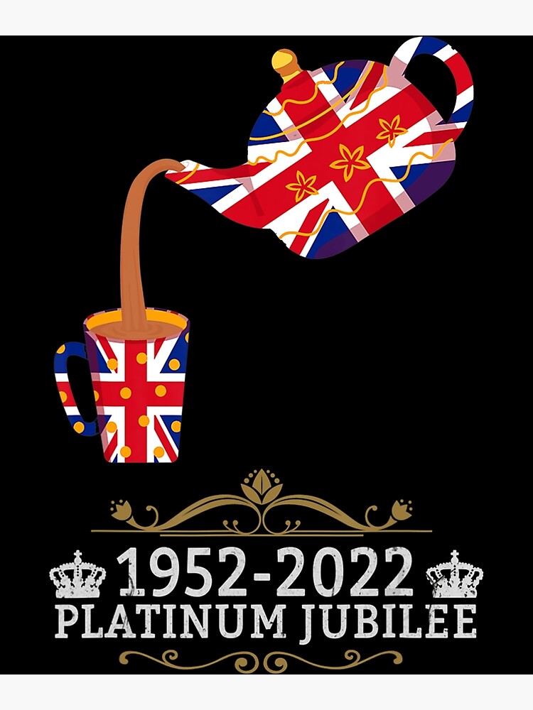 "Platinum Jubilee Union Jack For kids & Jubilee Teapot " Poster for