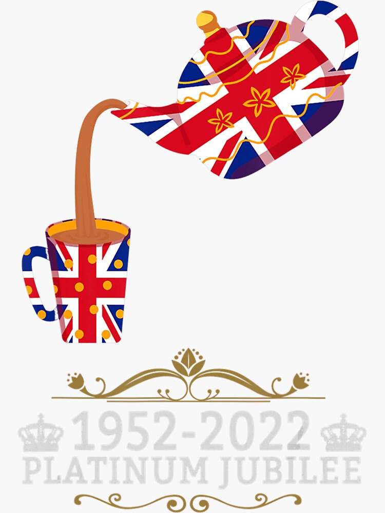 "Platinum Jubilee Union Jack For kids & Jubilee Teapot " Sticker for