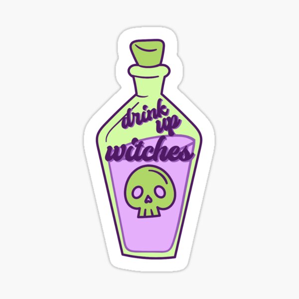 Drink Up Witches Potion Bottle Sticker