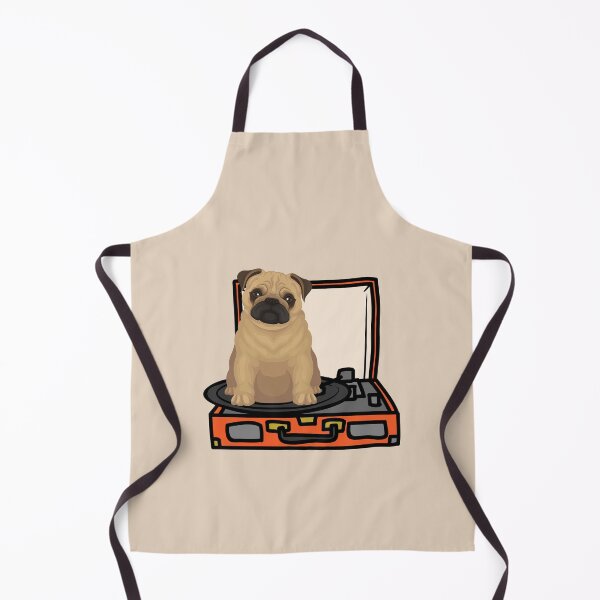 Item preview, Pug Dog Playing With Vinyl Player For 80s Retro Musicians And Music Lovers designed and sold by Funwithmusic.