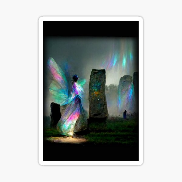 Item preview, Iridescent energy fairy amongst ancient standing stones 2 designed and sold by fairyfreak.