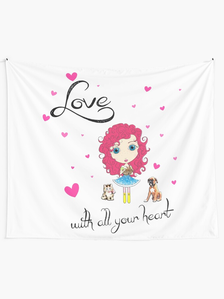 Alternate view of Love With All Your Heart Tapestry