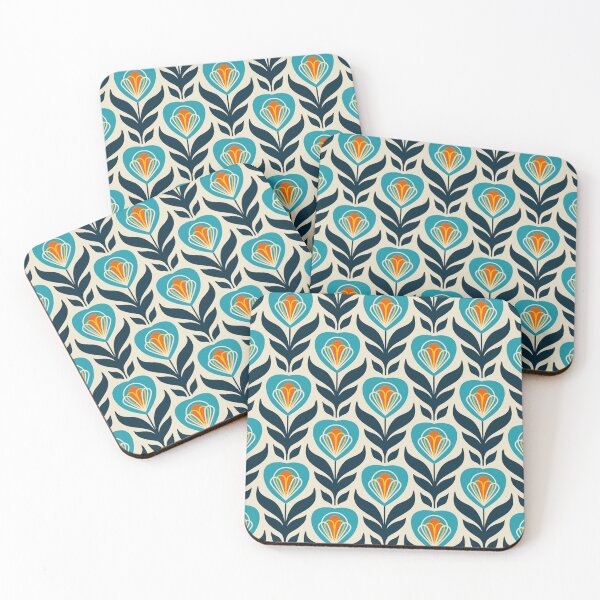 Item preview, 1086 - retro flowers, blue designed and sold by RouCouCou.