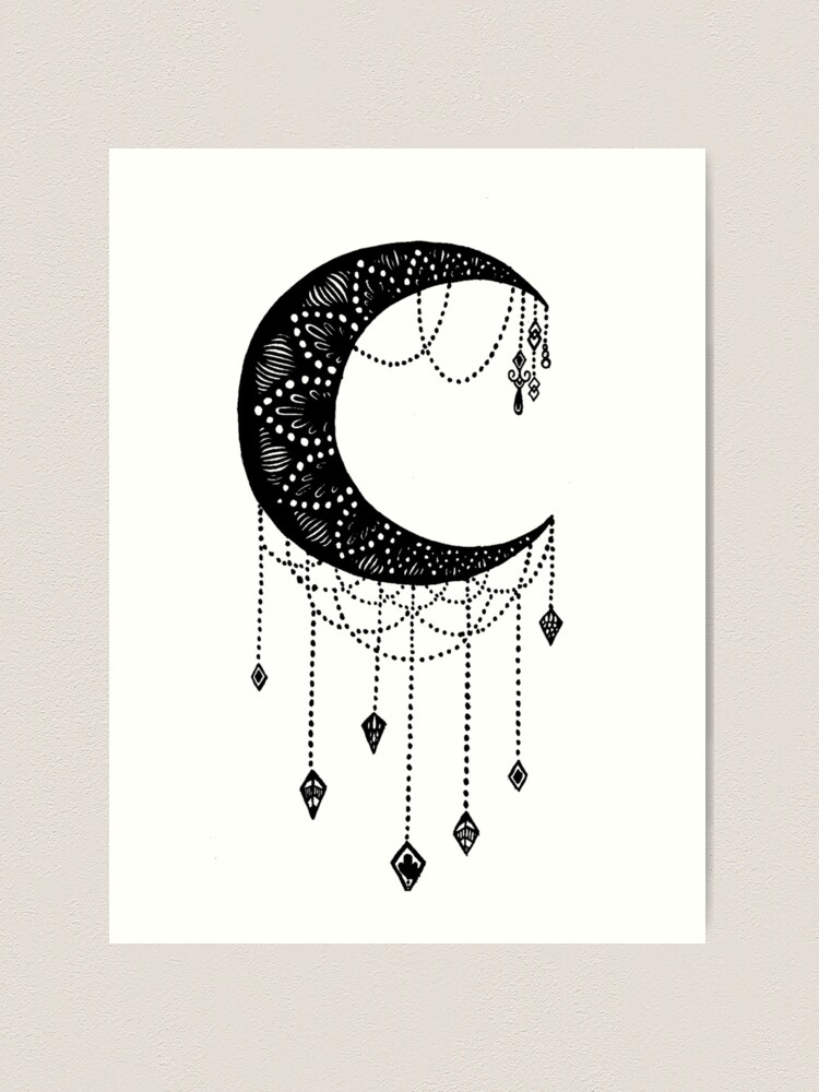 crescent-moon-tattoo-design-art-print-for-sale-by-carina-kay-redbubble