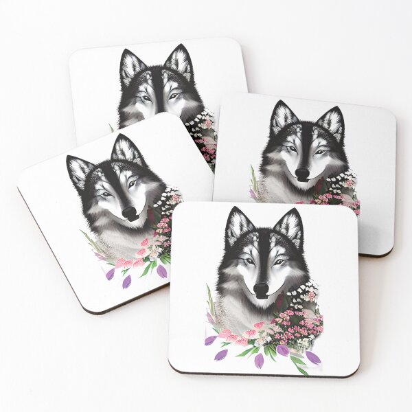 Item preview, Gray wolf with flowers  designed and sold by ralick.