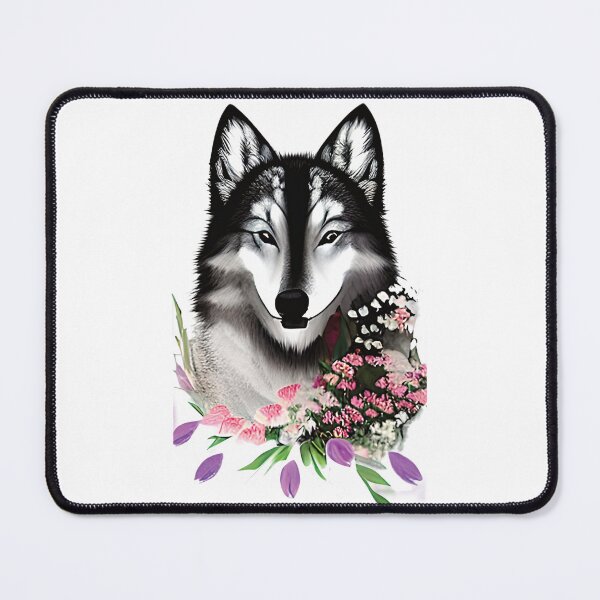 Item preview, Gray wolf with flowers designed and sold by ralick.