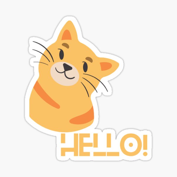 "Design the funny cat"hello"" Sticker for Sale by Zakaria96 Redbubble