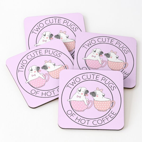 Item preview, Two Cute Pugs of Hot Coffee  designed and sold by to-esu.