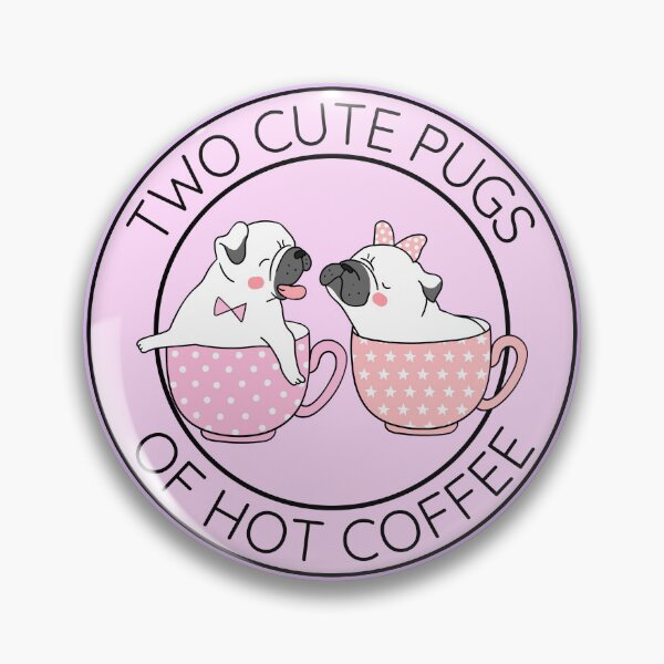 Item preview, Two Cute Pugs of Hot Coffee PINK designed and sold by to-esu.