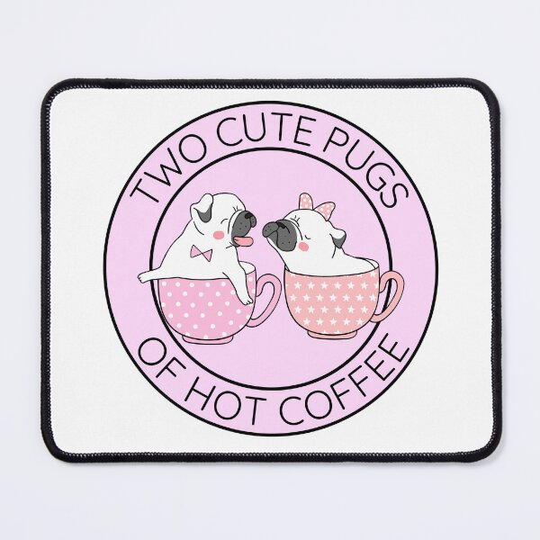 Item preview, Two Cute Pugs of Hot Coffee PINK designed and sold by to-esu.