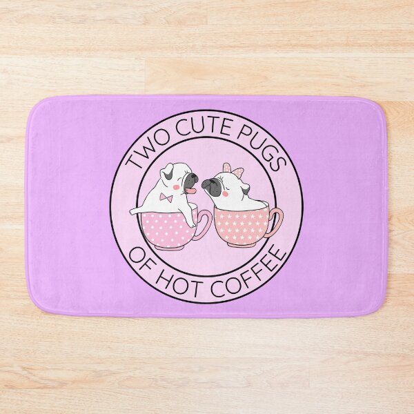 Item preview, Two Cute Pugs of Hot Coffee PINK designed and sold by to-esu.