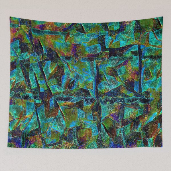 Item preview, Earth Music - Teal, Cyan, Gold Tones Collage Impression designed and sold by Lawrence White.