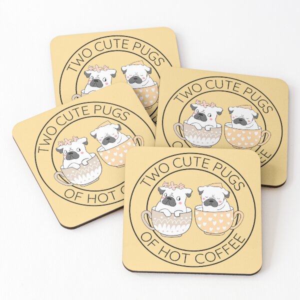 Item preview, Two Cute Pugs of Hot Coffee  designed and sold by to-esu.