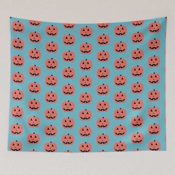 Item preview, Cheery Jack-o’-Lantern, Electric Orange and Blue designed and sold by majestikmag.