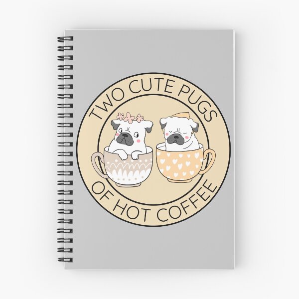 Item preview, Two Cute Pugs of Hot Coffee BROWN designed and sold by to-esu.