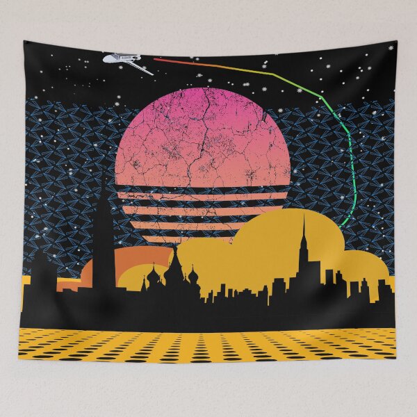 Item preview, Flying Over The World Retro/ Cool Cityscape designed and sold by alayal57.