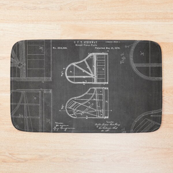 Item preview, Steinway Grand Piano Patent - Piano Player Art - Black Chalkboard designed and sold by patentpress.