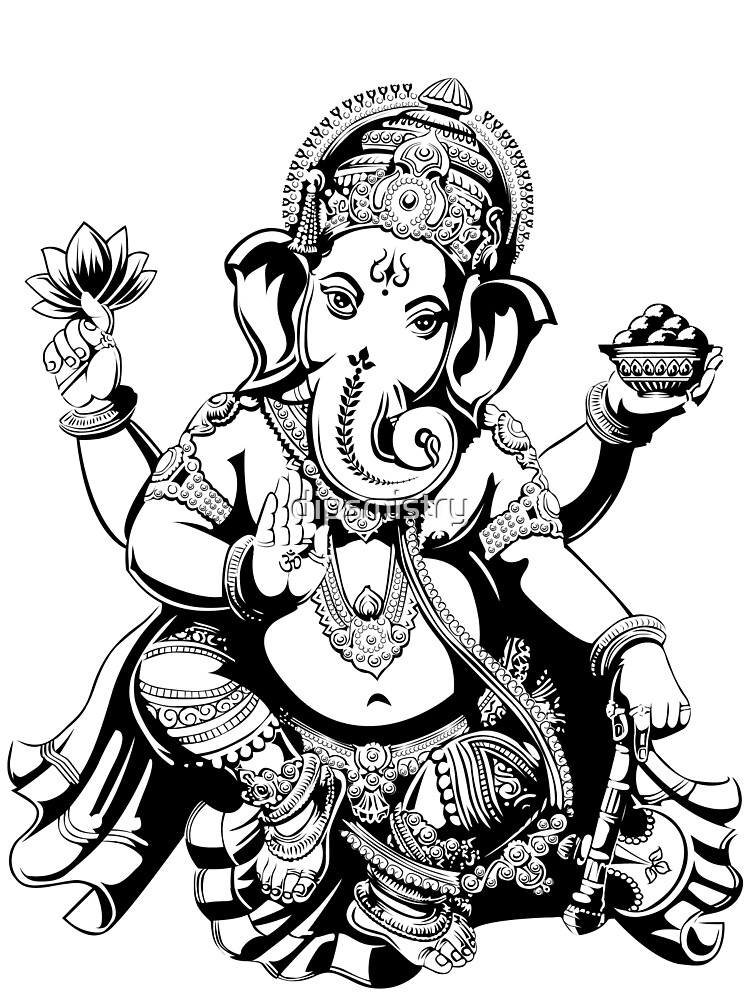 Ganesha Line Drawing, Ganesha Sahasranama, Ganesh Chaturthi, White - Clip  Art Library