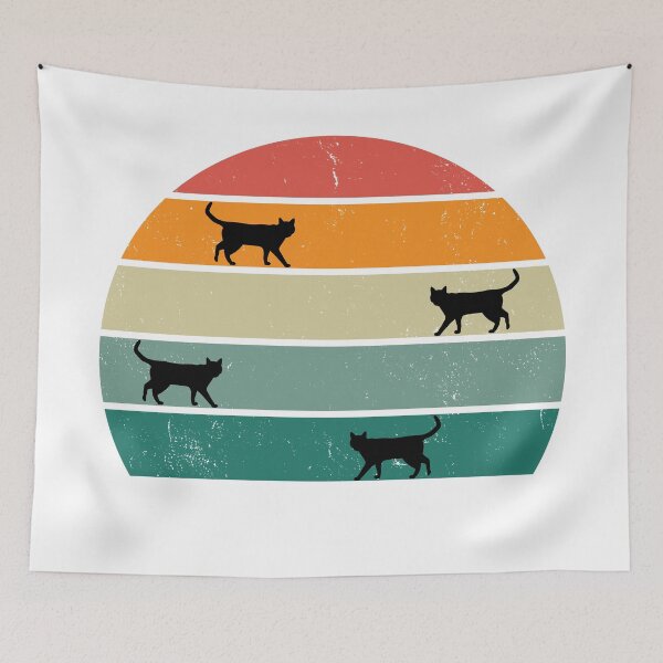 Item preview, Retro sunset with walking cats designed and sold by catladyjoy.