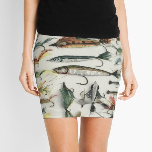 1920's Fishing Flies Mini Skirt