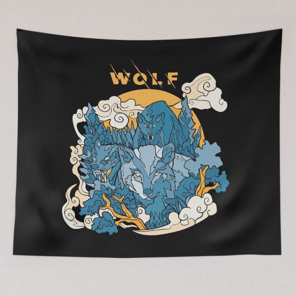 Item preview, Zidika wolf moon illustration blue color designed and sold by klimov0101.