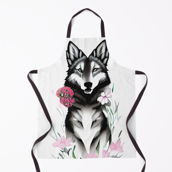 Item preview, Grey wolf with colorful flowers designed and sold by ralick.