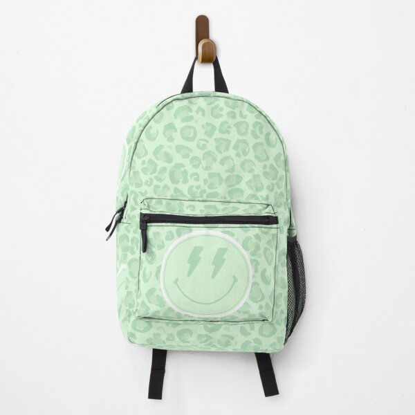 Aperçu de l'œuvre Fournitures scolaires preppy, preppy, esthétique, vert sauge, imprimé léopard, sourire, esthétique preppy créée et vendue par Inspired Life Creative .