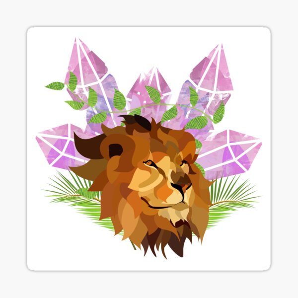 Magic Crystal Lion with Plants Sticker