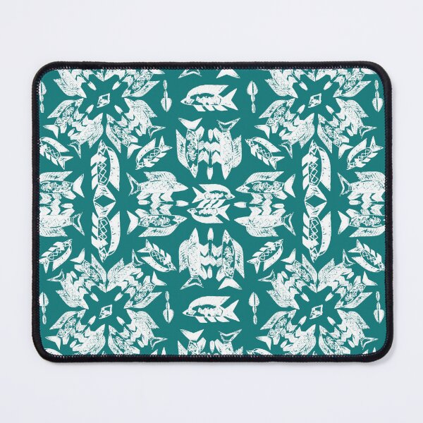 Item preview, Wild Ocean Fish - White on Teal designed and sold by bmfabricdesigns.