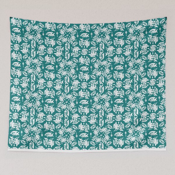 Item preview, Wild Ocean Fish - White on Teal designed and sold by bmfabricdesigns.